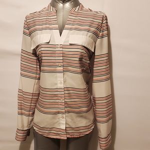 Black Red White Srtiped Blouse